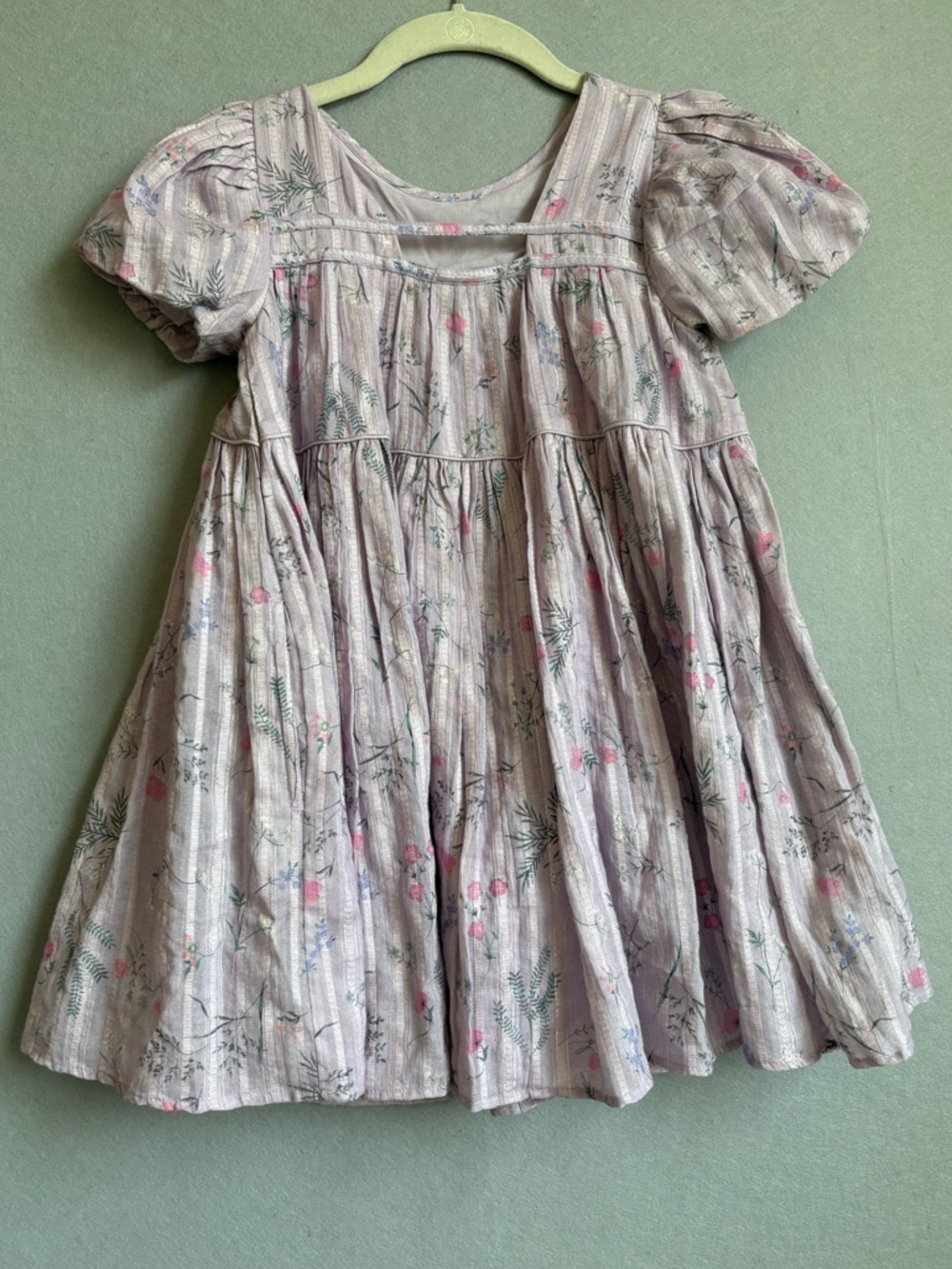 Laura Ashley Girls Croswell Shimmer Stripe Lilac Floral Babydoll Dress 6 wedding - Picture 3 of 7